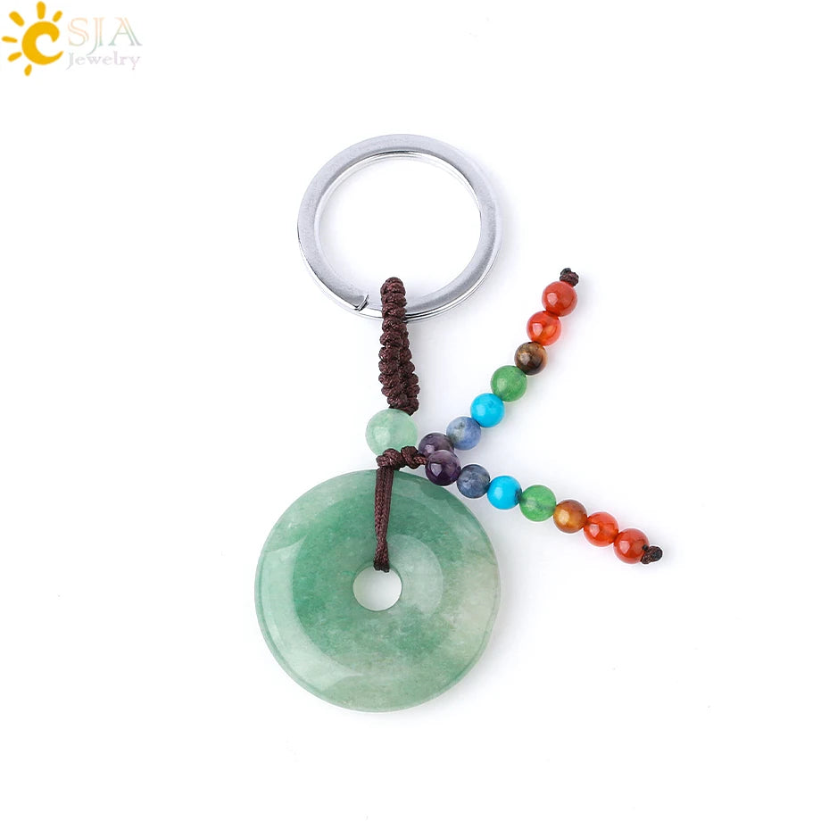 Natural Stone 7 Chakra Donut Keychain