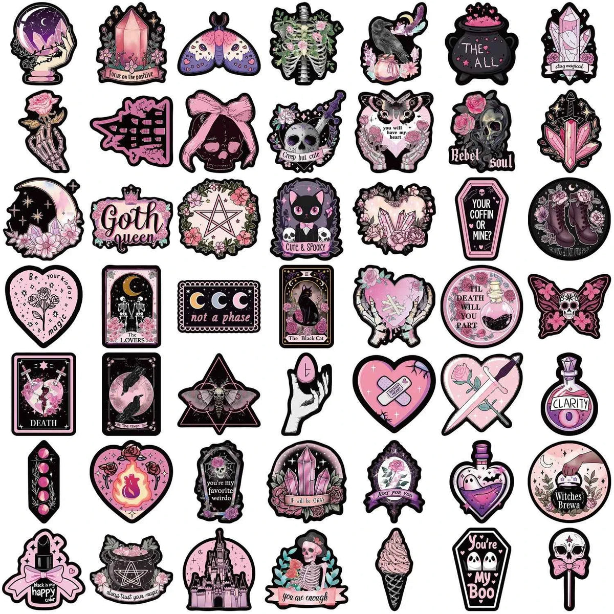 Witchy Moon Sticker Pack – 50 Pieces