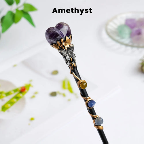 1PC Amethyst Rolling Stone Magic Scepter Natural Stones Fairy Lucky