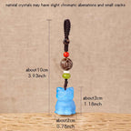 Raw Crystal Cat Charm Keychain