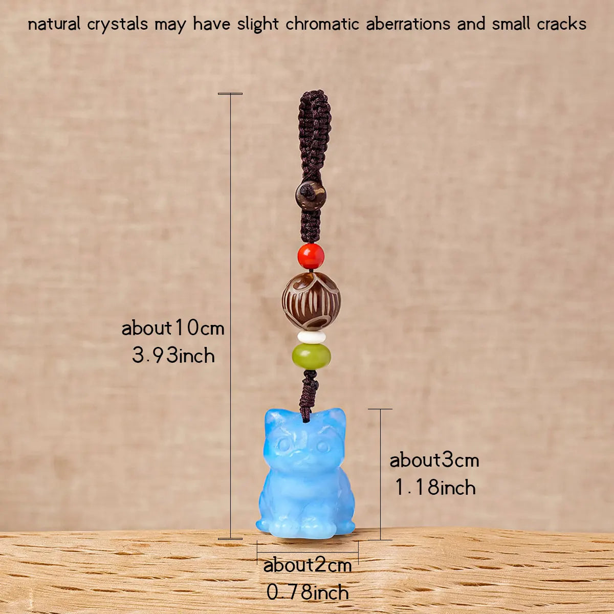 Raw Crystal Cat Charm Keychain