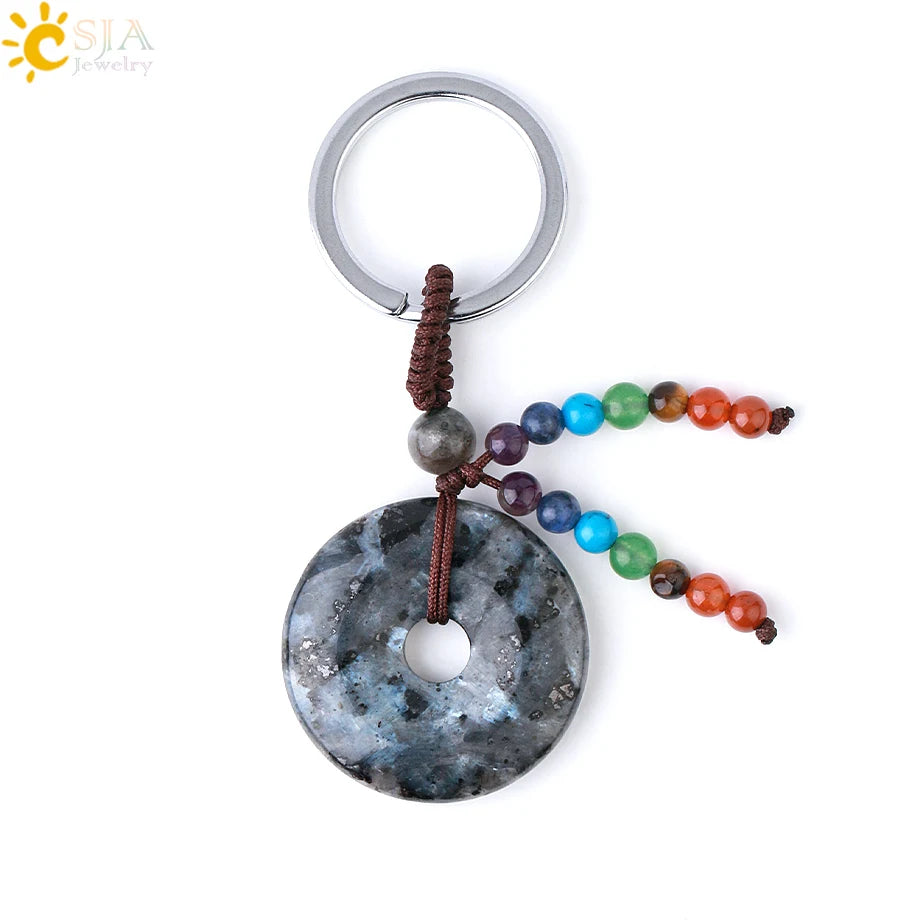 Natural Stone 7 Chakra Donut Keychain