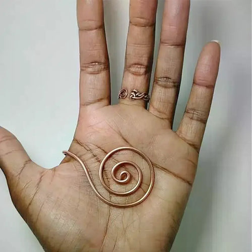 Adjustable Copper Spiral Palm Ring
