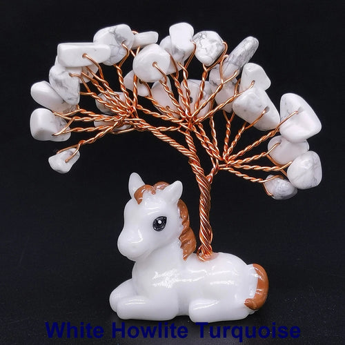 Crystal Gemstone Money Tree with Horse Base