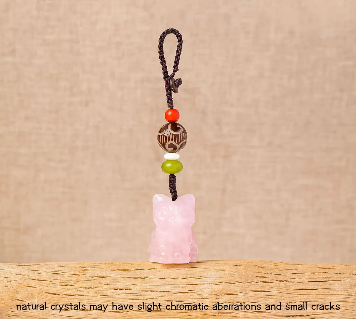 Raw Crystal Cat Charm Keychain