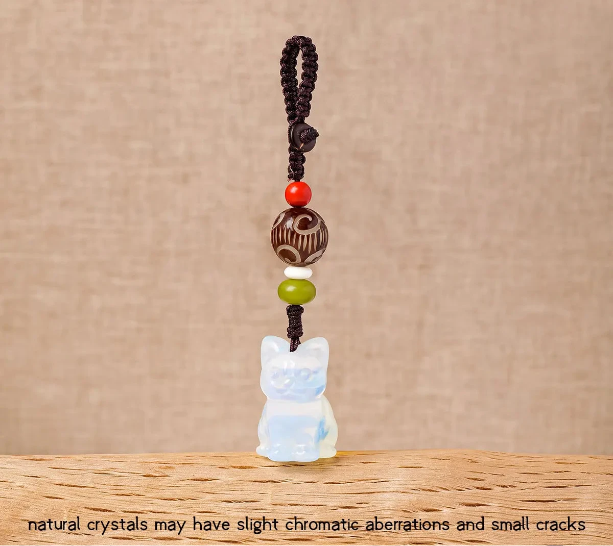 Raw Crystal Cat Charm Keychain