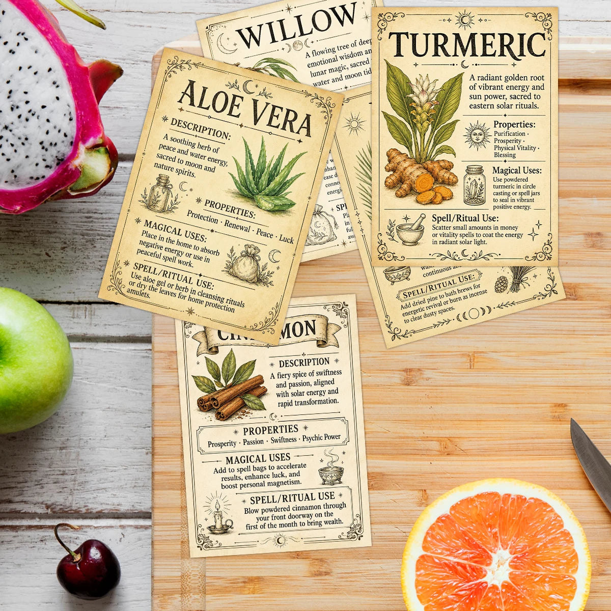 Vintage Herbal Grimoire Cards – 30-Piece Set – product view 2