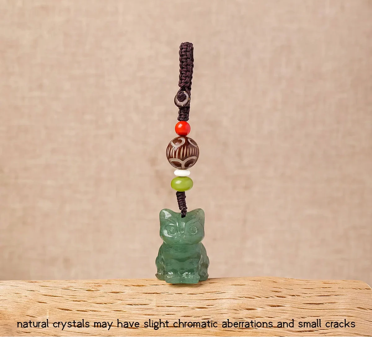 Raw Crystal Cat Charm Keychain