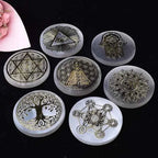 Engraved Selenite Crystal Charging Plate