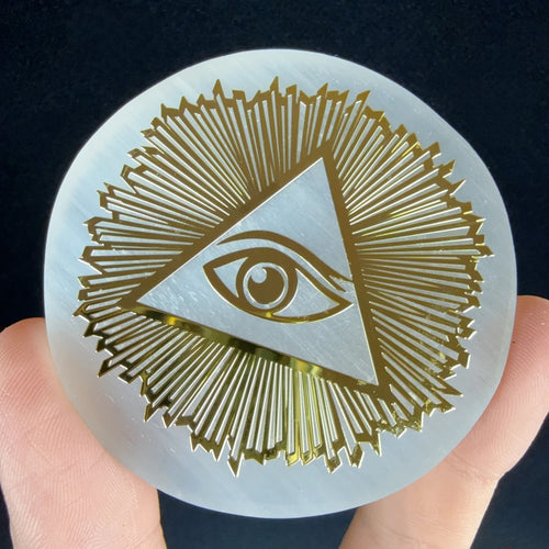 Engraved Selenite Crystal Charging Plate