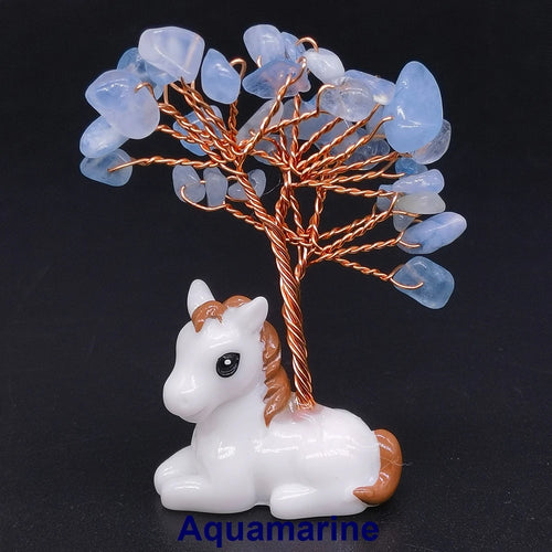 Crystal Gemstone Money Tree with Horse Base