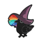 Rainbow Witch Raven Enamel Pins