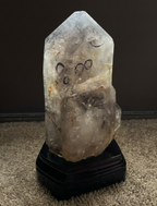 Smoky Quartz Tower with Multiple Enhydro Inclusions