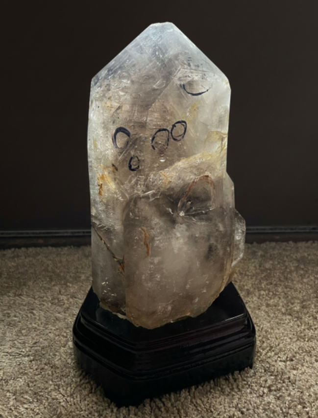 Smoky Quartz Tower with Multiple Enhydro Inclusions