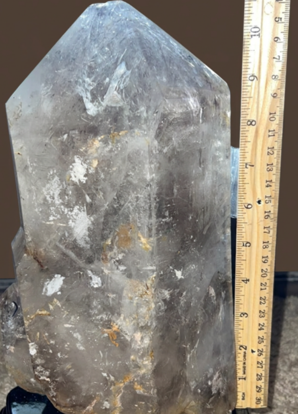 Smoky Quartz Tower with Multiple Enhydro Inclusions