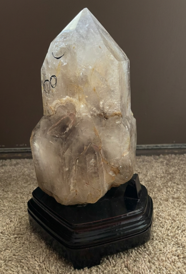 Smoky Quartz Tower with Multiple Enhydro Inclusions