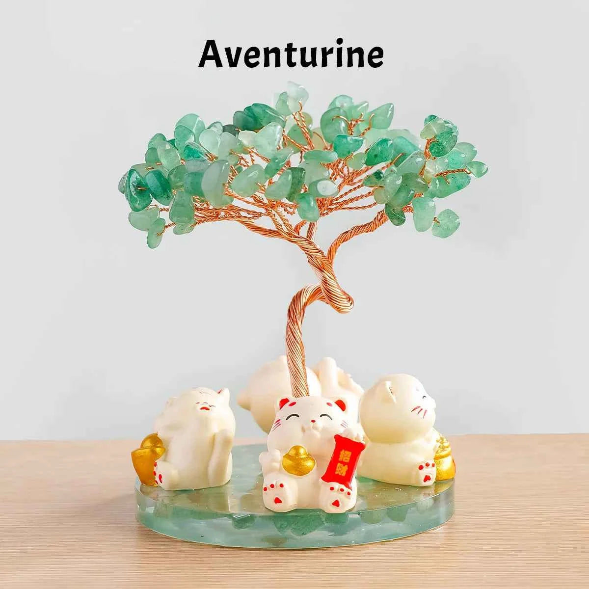 Maneki Neko Crystal Money Tree – Lucky Cat Prosperity Decor