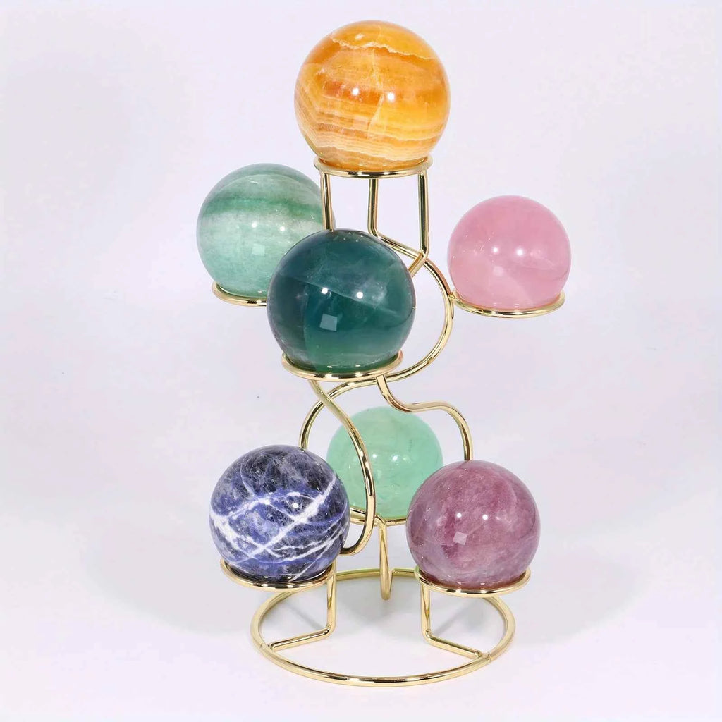 Two-Sphere Metal Crystal Display Stand