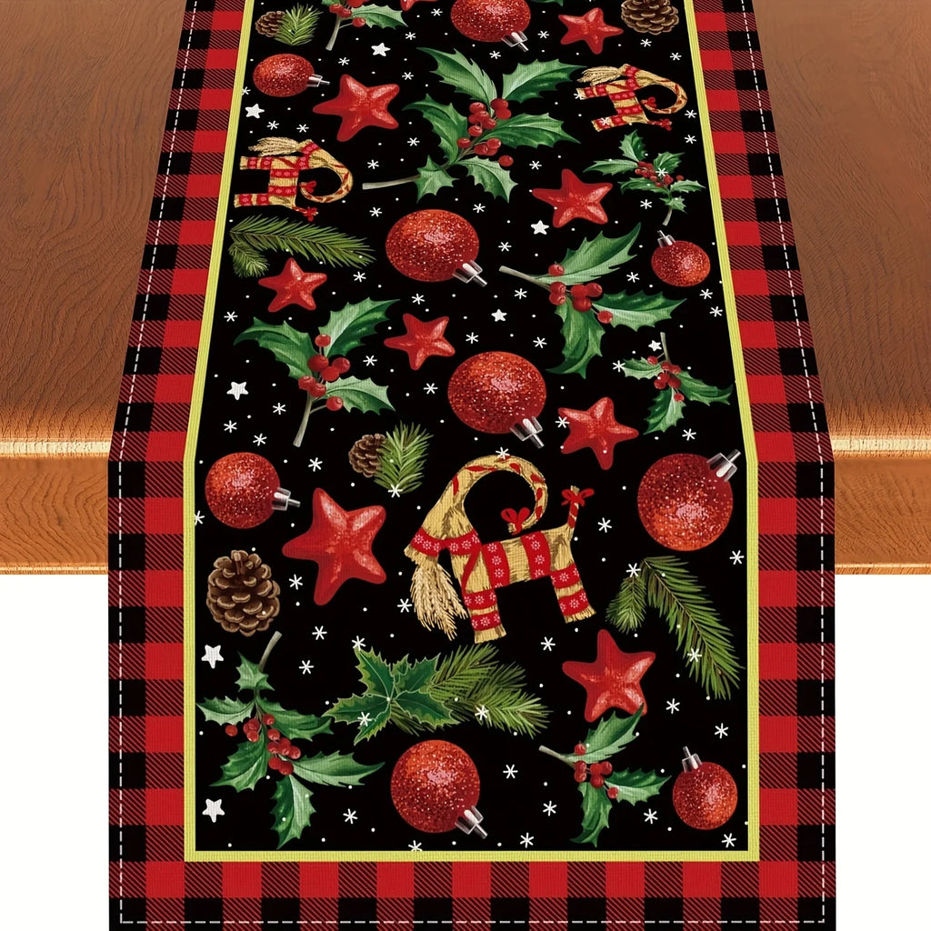 Yule Goat Linen Table Runner