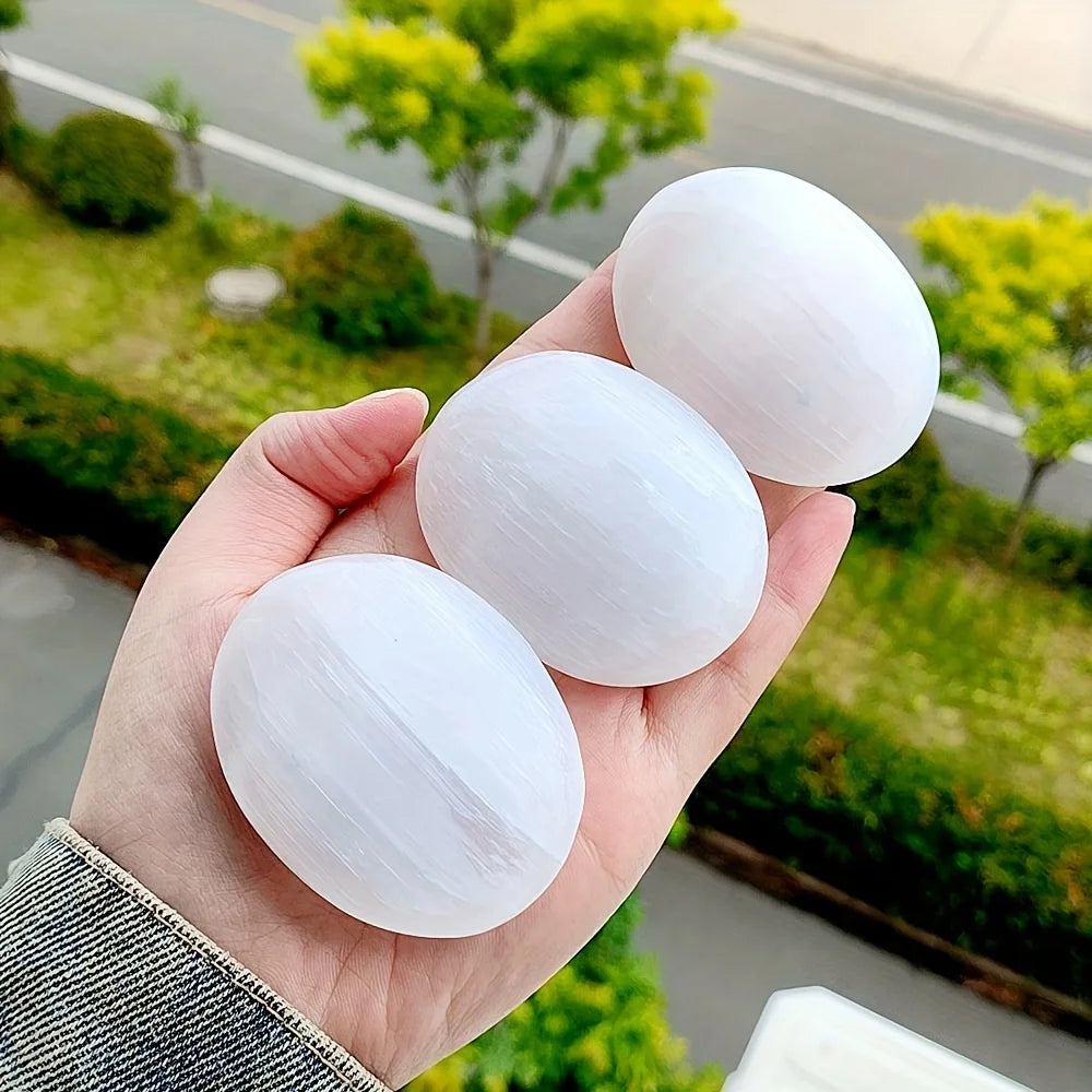Selenite Palm Stone