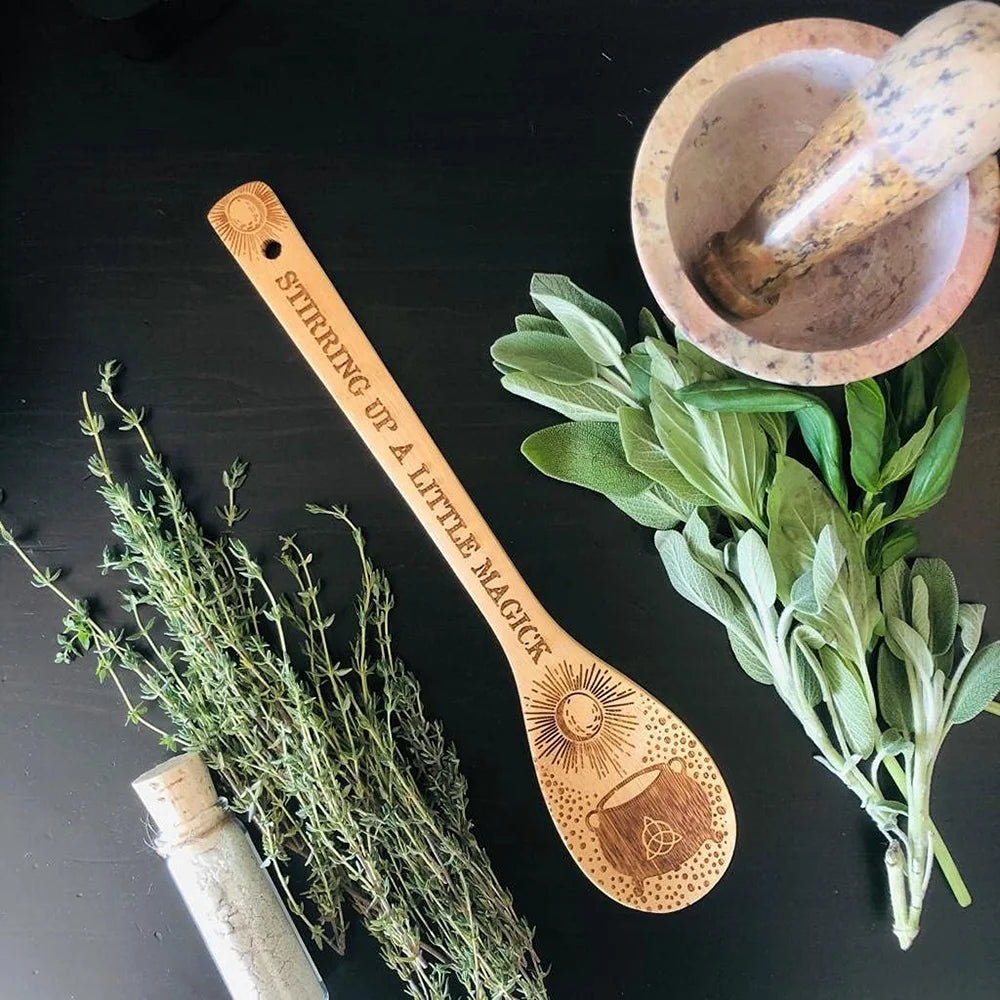 Witchy Yule Wooden Spoon - The Elemental Path