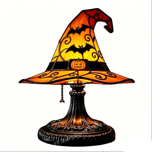 Stained-Glass-Style Witch Hat Lamp