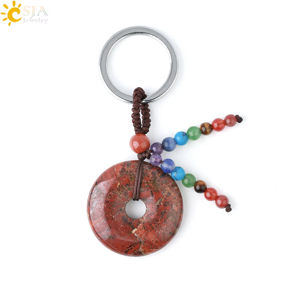 Natural Stone 7 Chakra Donut Keychain