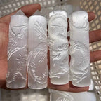 Hand-Carved Selenite Dragon & Phoenix Tower