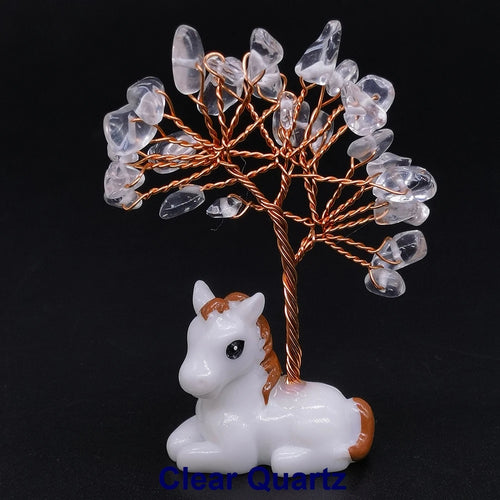 Crystal Gemstone Money Tree with Horse Base