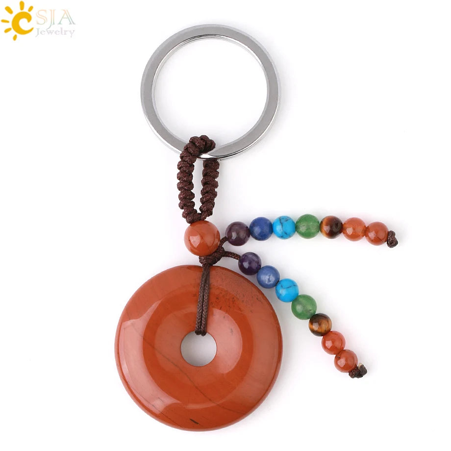 Natural Stone 7 Chakra Donut Keychain