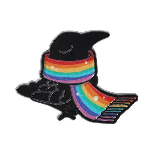 Rainbow Witch Raven Enamel Pins