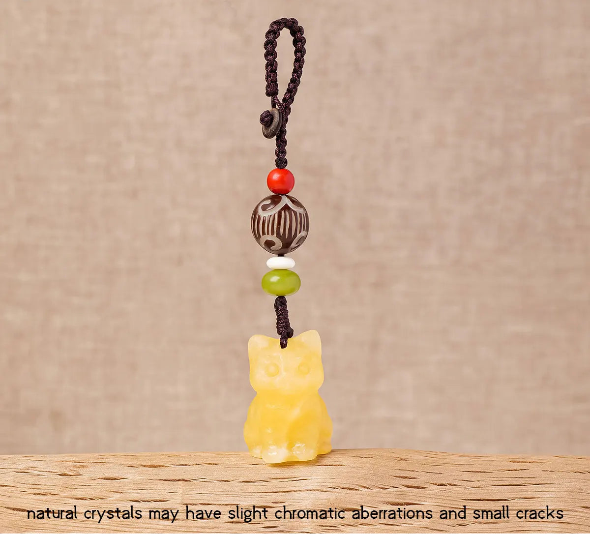 Raw Crystal Cat Charm Keychain