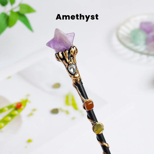 1PC Amethyst Rolling Stone Magic Scepter Natural Stones Fairy Lucky