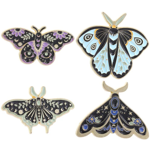 Witchy Moth Enamel Pins