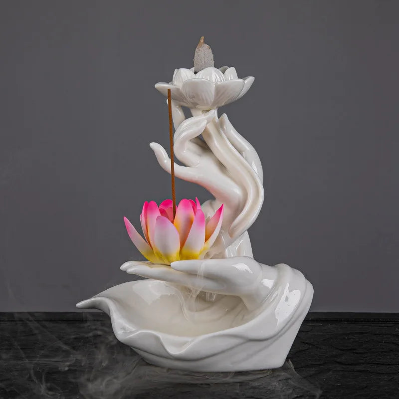 Ceramic Backflow Incense Burner – Buddha & Lotus Styles