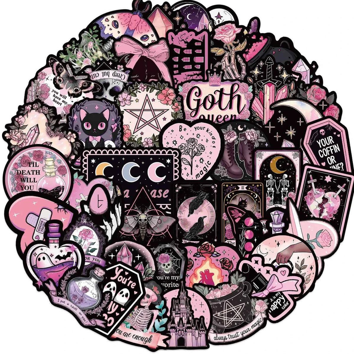 Witchy Moon Sticker Pack – 50 Pieces