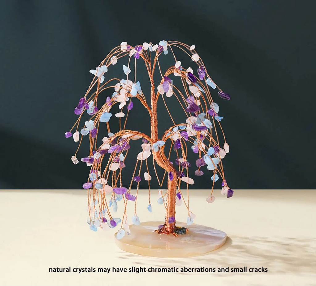 Crystal Gem Tree on Agate Slice Base