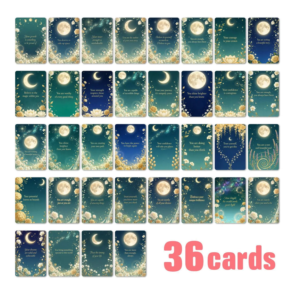 Moon & Flower Affirmation Cards - 36 Pieces