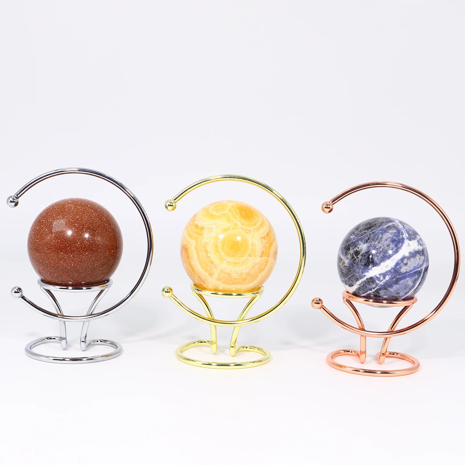 Crescent Metal Crystal Sphere Stand