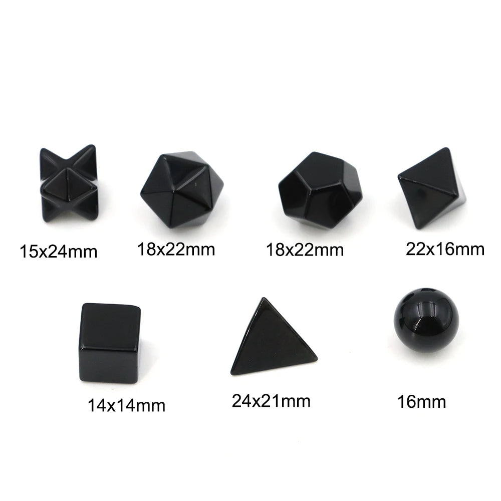 Black Obsidian Sacred Geometry Set – 7 Piece