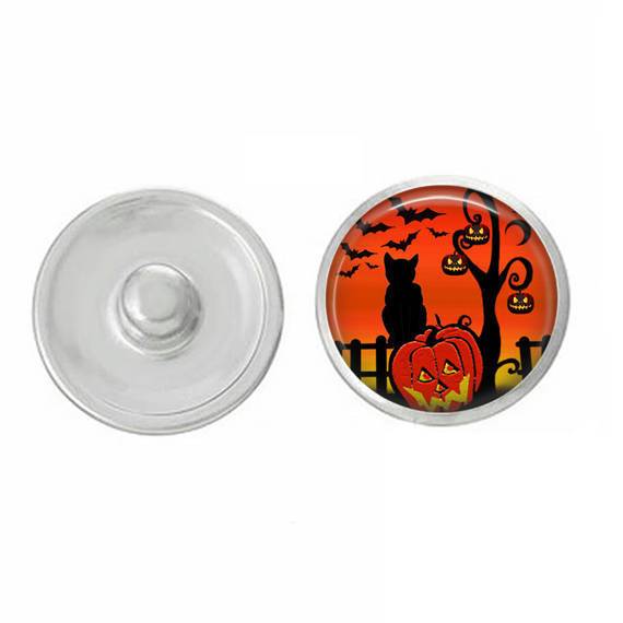 Halloween Cat on Pumpkin Snap Charm