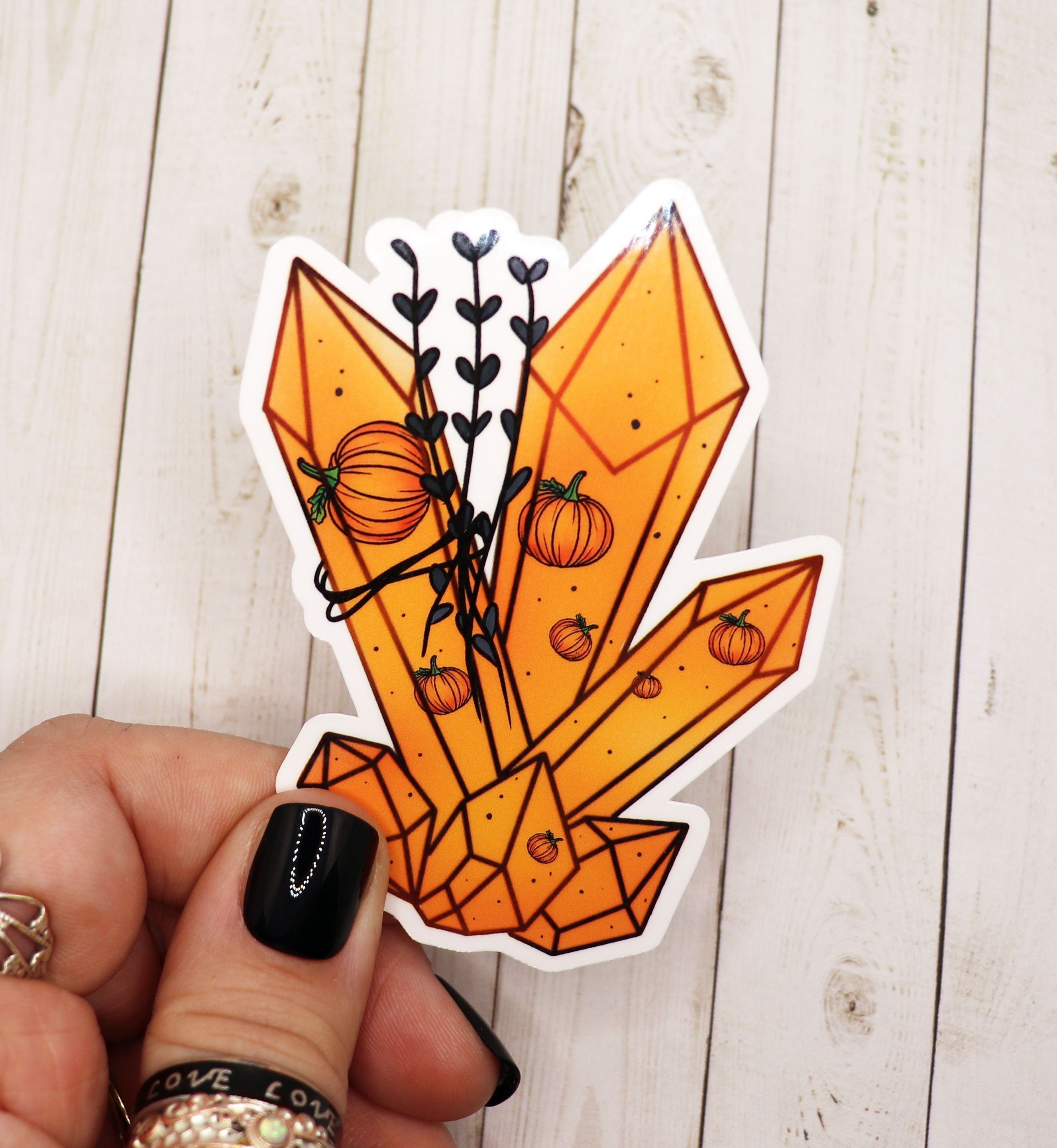 Orange Pumpkin Crystal Vinyl Sticker