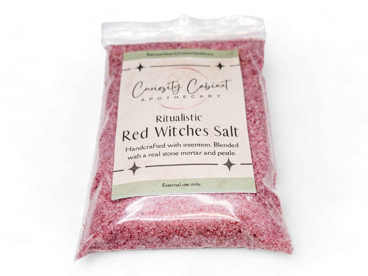 Red Witches Salt: Love Spell, Rose Petals, Herbs (4oz)