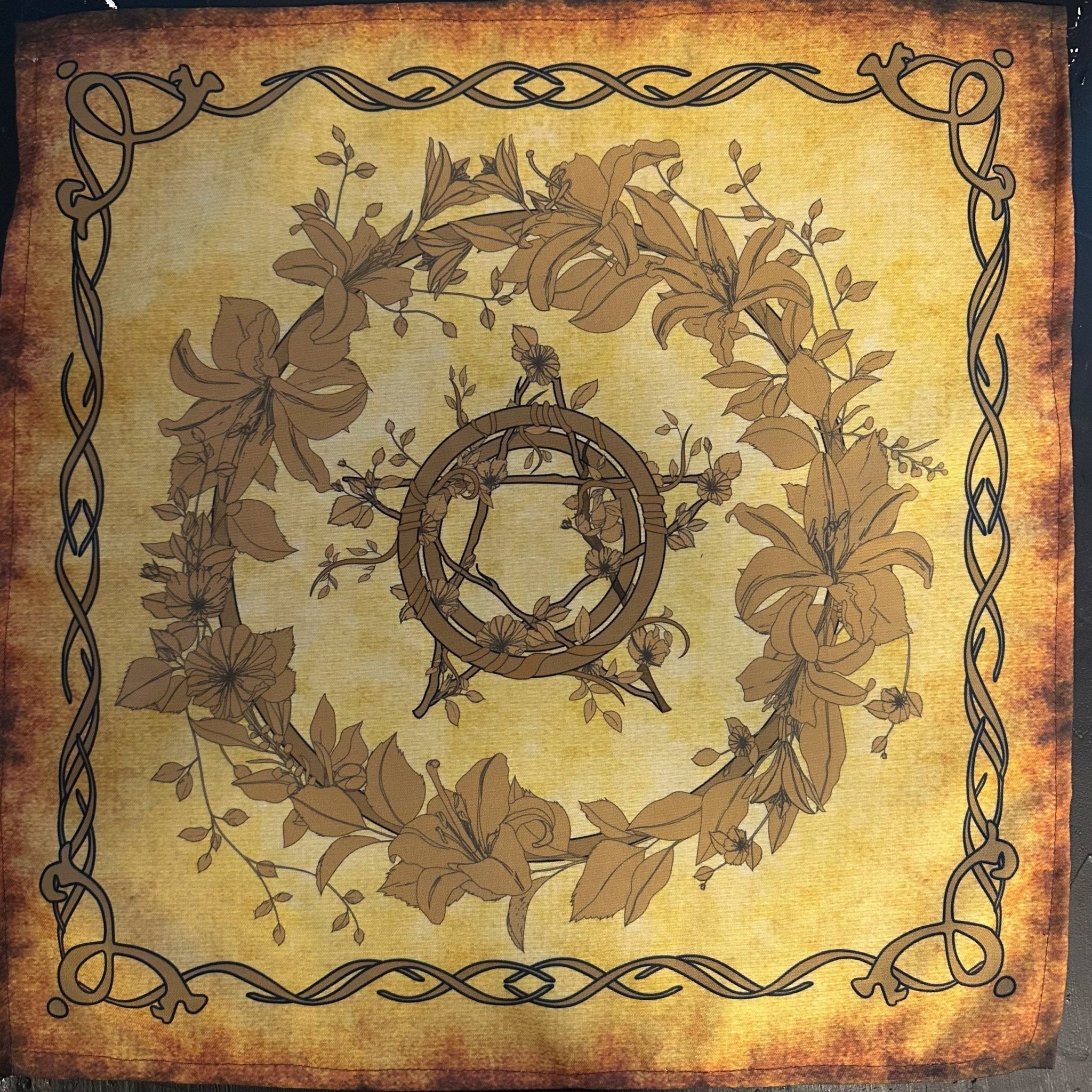Vintage Botanical Tarot Reading Cloth